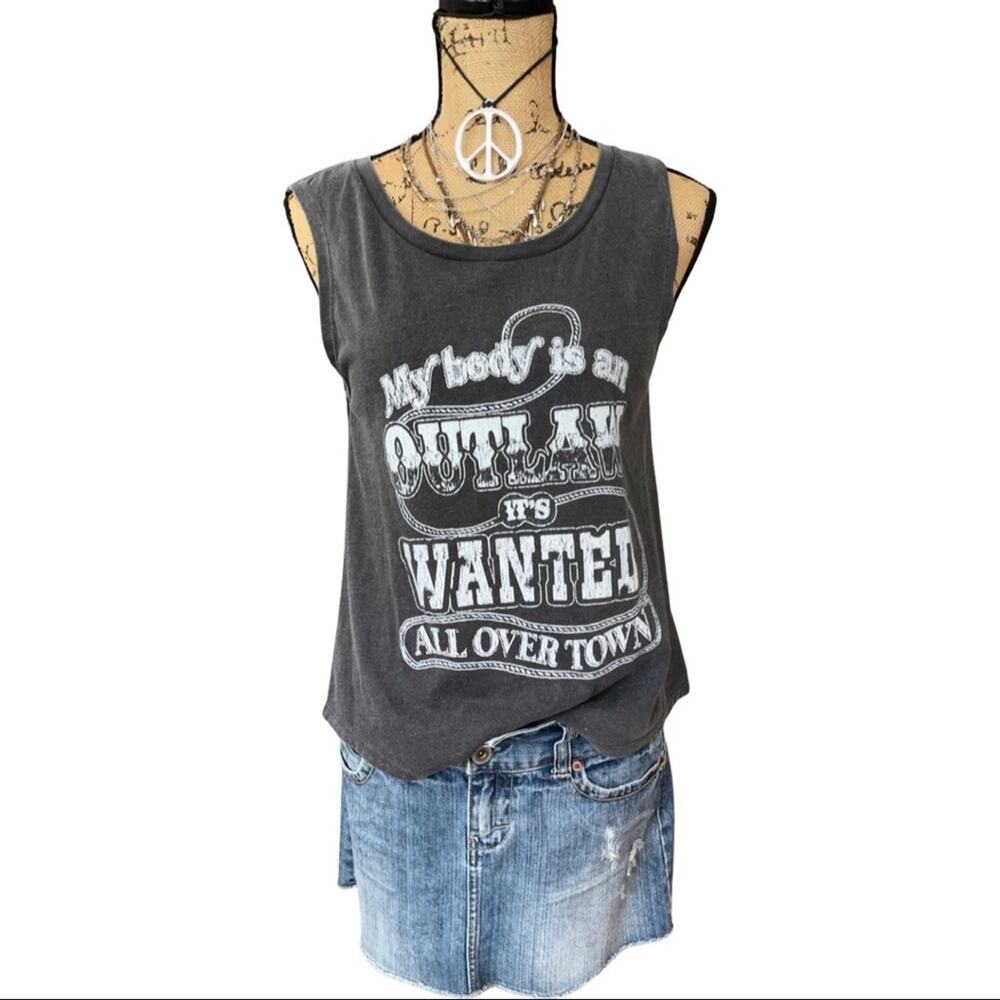 My Body is an outlaw sleeveless top charcoal gray size SMALL